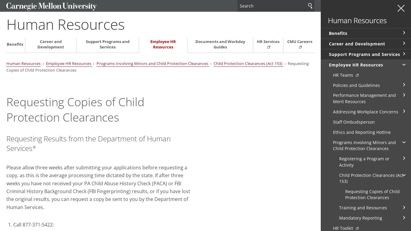 Requesting Copies of Child Protection Clearances